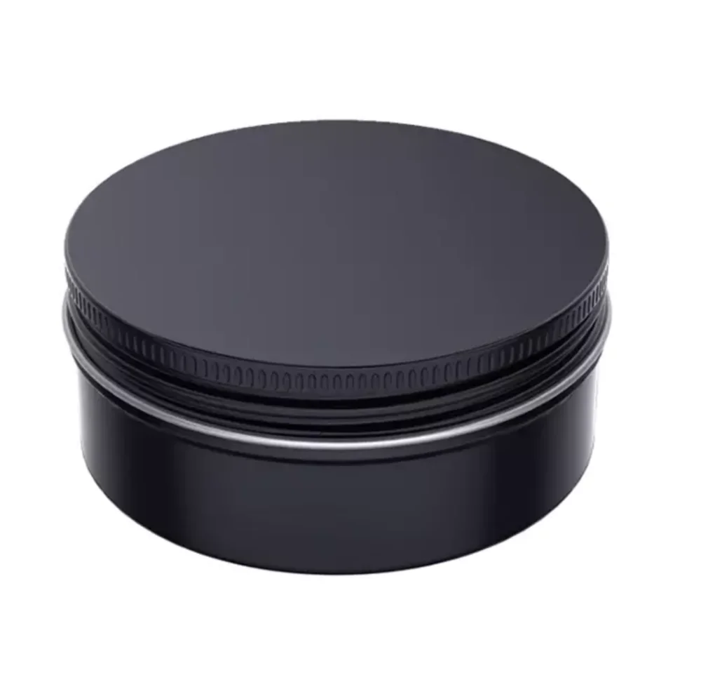 
cosmetic packaging painting black matte balm tin wax container Aluminium Tin can with lids 