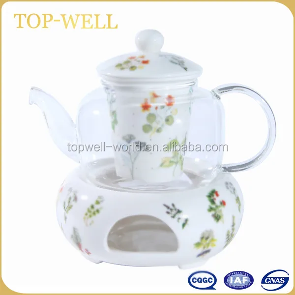 Hot sell 800ml heat resistant glass teapot with porcelain infuser made in china wholesale 600ml~1400ml