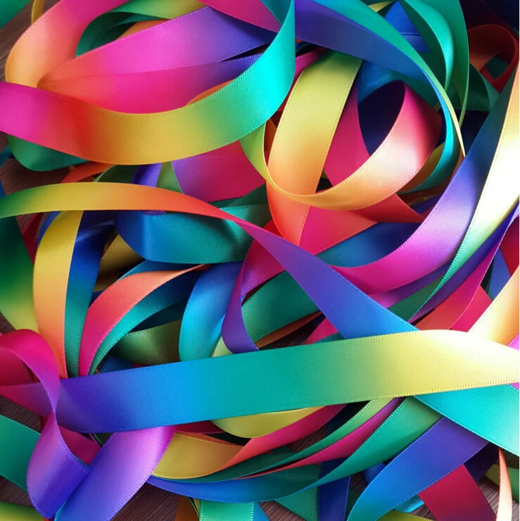 Satin Ribbon Rainbow Double Face RIBBONS 100% Polyester Pure Silk Satin Ribbon Customized Color Decoration 1000 Yards 6MM Width