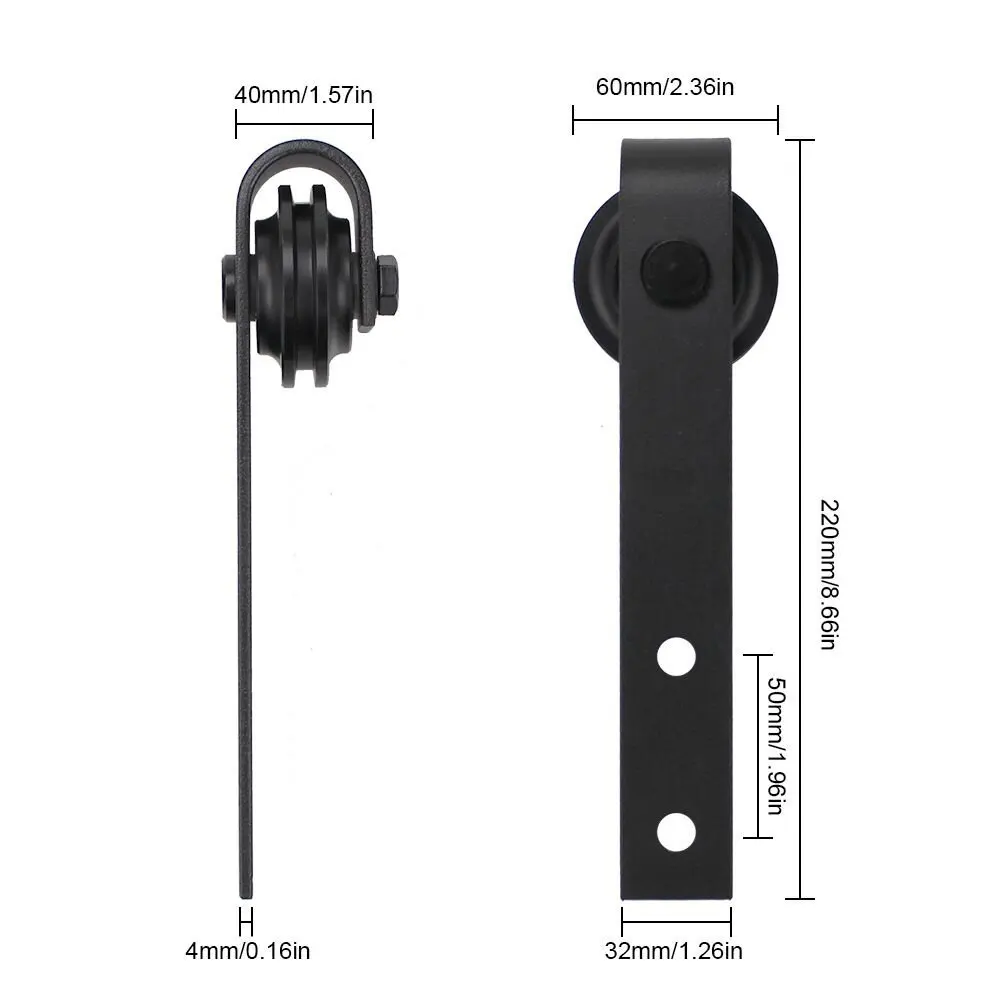 
Black Steel Mini Sliding Barn Door Track Roller Hardware for Cabinet TV Stand Set (Mini 6FT / Double Kit) 