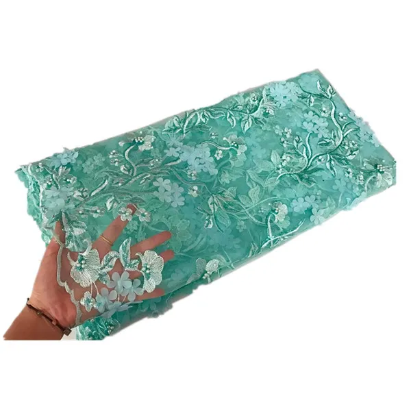 Newest wholesale European custom tulle embroidery 3D lace fabric for Evening dresses & Clothes