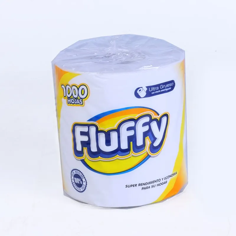 Переработанный 1ply 1000 листов рулон туалетной бумаги