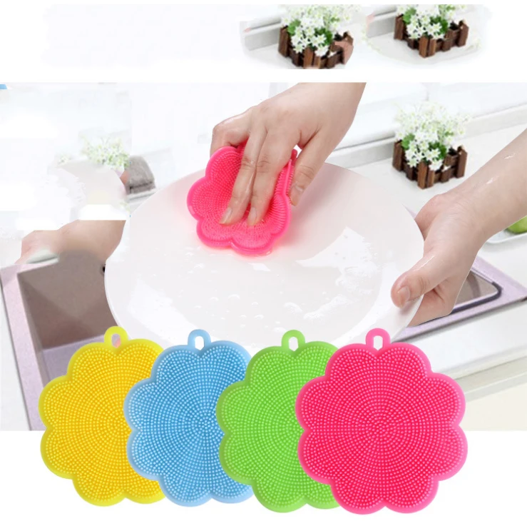 Silicone Dish Washing Sponge Scrubber Kitchen Cleaning Tool Soft Cleaning Brush Kitchen Dishwashing Tools