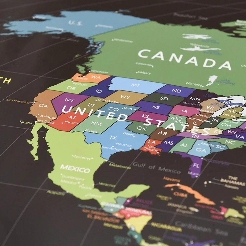 
Cheap Black Gold Scratch World Watercolor Poster Scratch Off Travel Map 