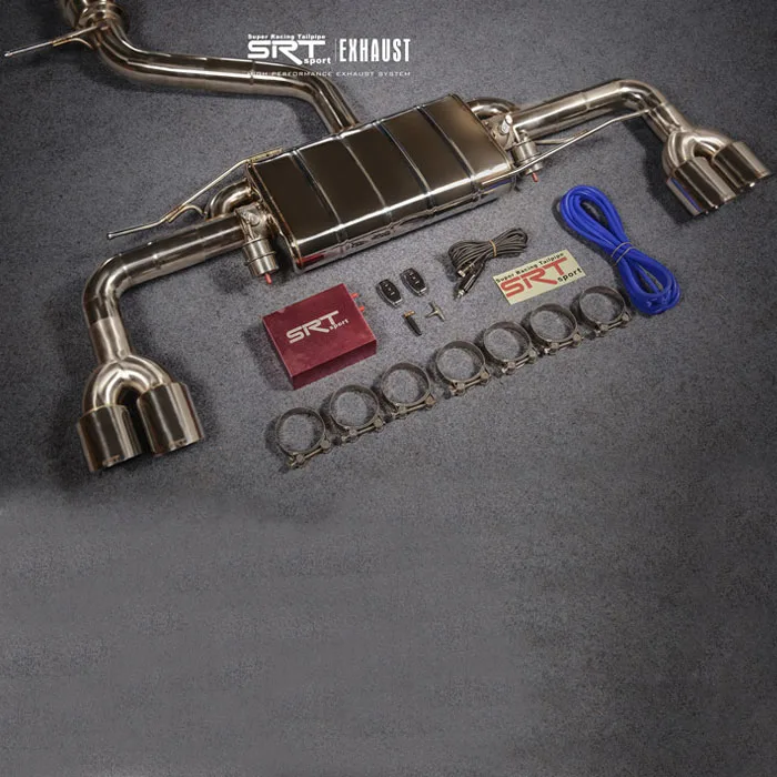 super racing tailpipe flexible exhaust pipe for Volkswagen Golf 6 full section downpipe cat back with quad double tip