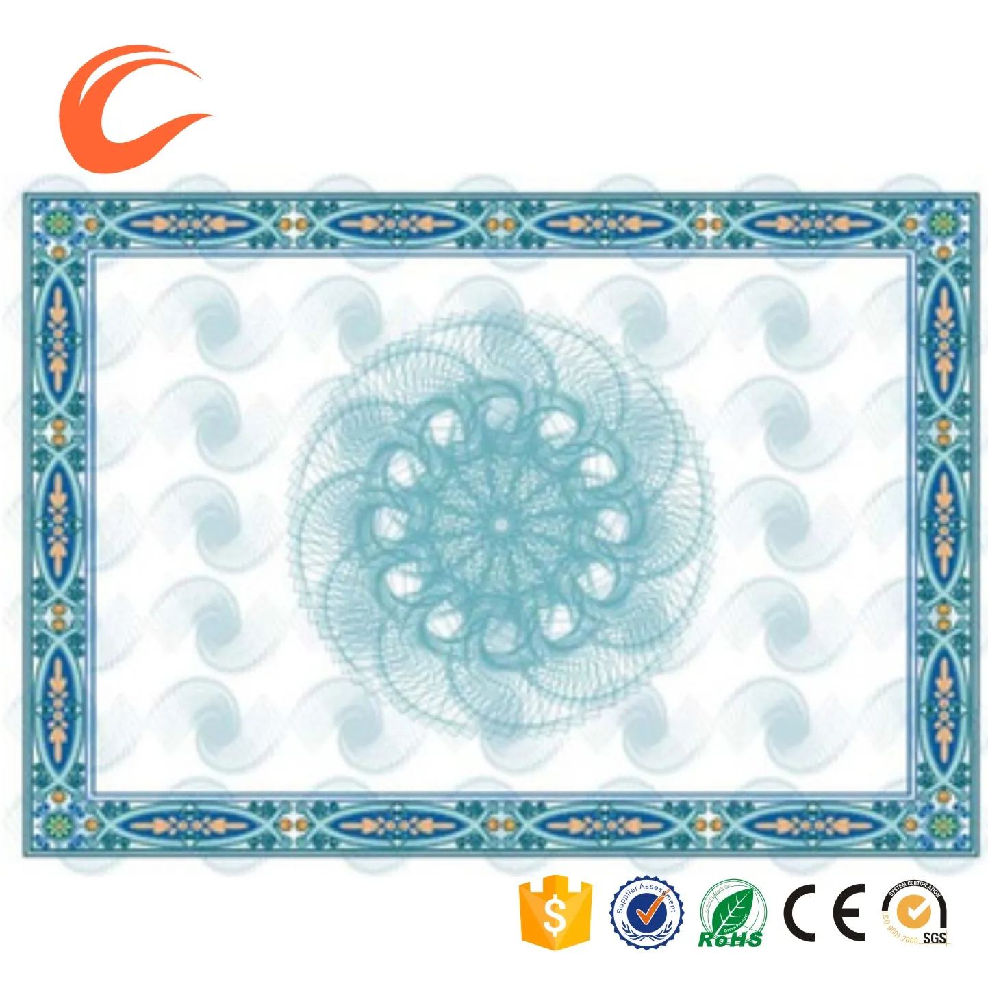 high quality security degree certificate printing paper with watermark anti-fake features