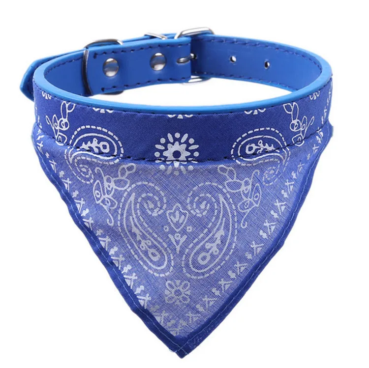 Lovely Adjustable Cats Necktie Pet Triangular Saliva Tie Scarf Dog Bandana Collar with PU leather