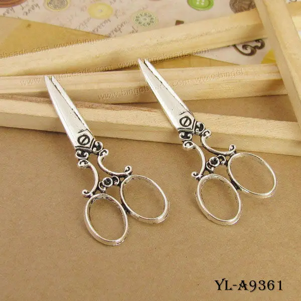 Charms For Necklace Antique Bronze Mini Scissors Charm Pendants 13x30mm