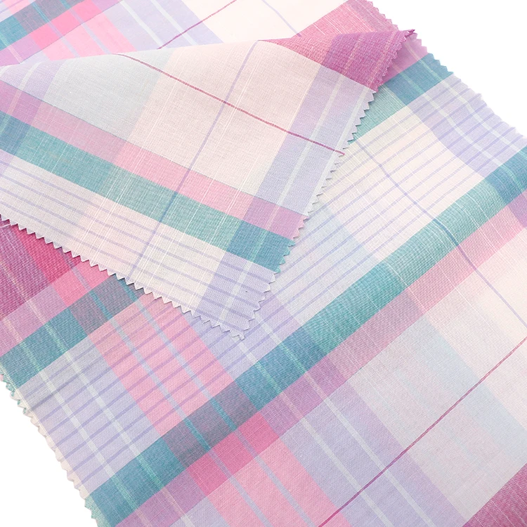 Cheap price check design 100% cotton yarn dyed shirting fabric