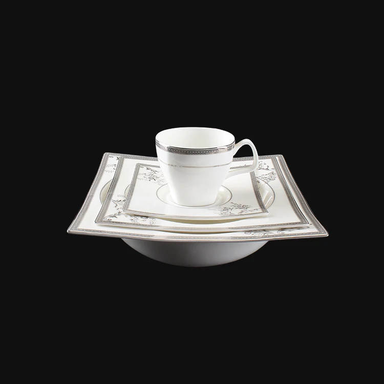 Manufacture custom custom modern tableware with flower decal fine bone china dinnerware set