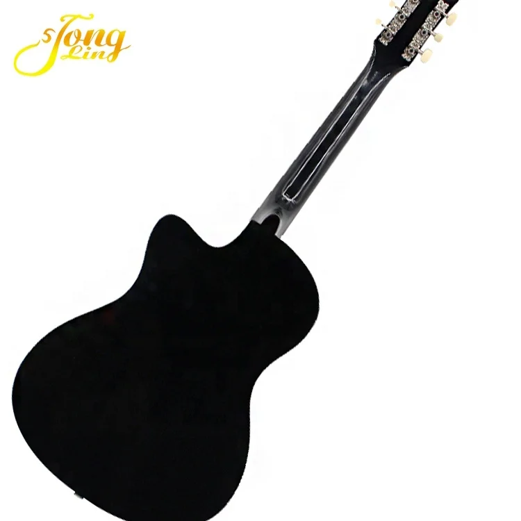 38 Inch Black Musical Instrument High Quality Acoustic Folk Guitar