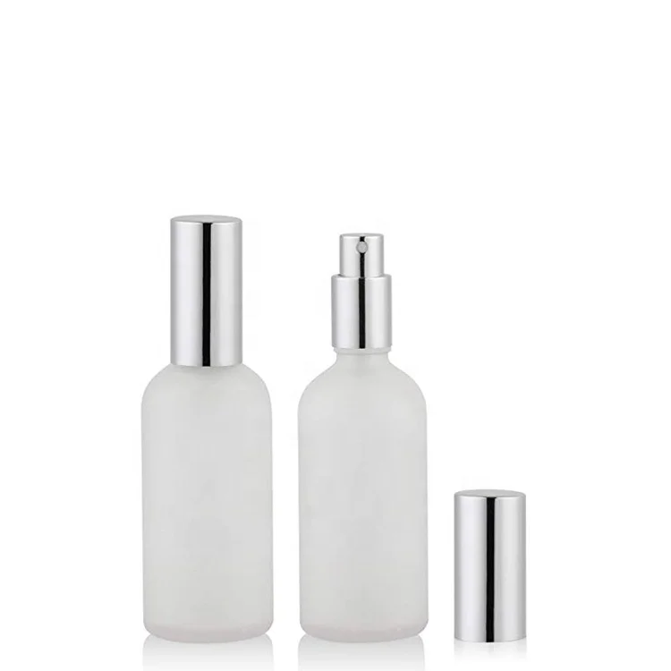 HeLun Luxury 100ml Empty Clear Frosoted Glass Perfume Bottles with Aluminum Spray Cap