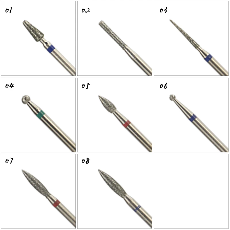 8 Type Diamond Milling Nail Cutter Electric Nail Drill Bit For Manicure Pedicure Drill Bits Accessories Nail Drill