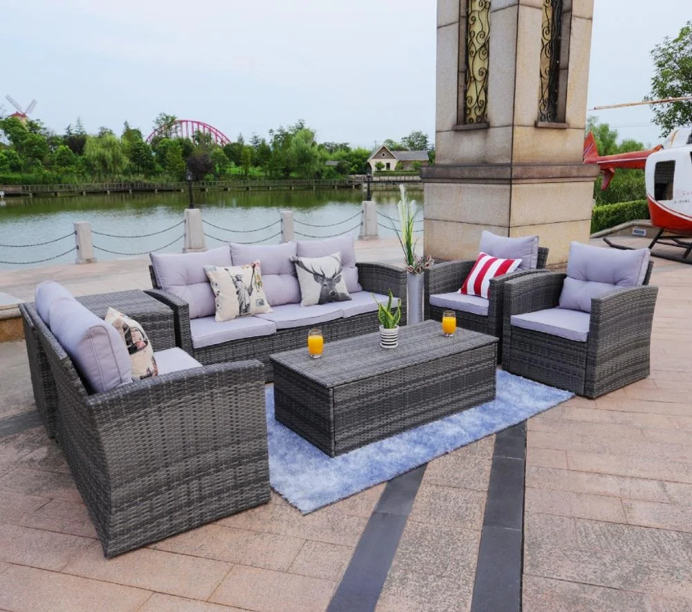 7 мест Moda горячая Распродажа благоприятный Ротанг открытый диван Набор Патио Сад Диван