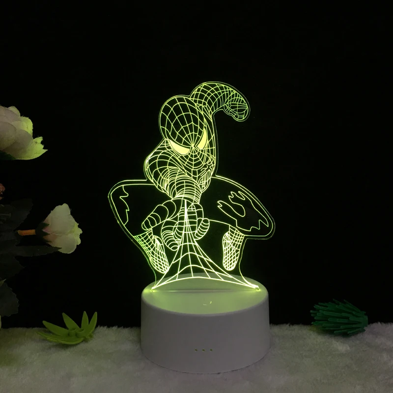 Marvel Movie Hero Spiderman 3D Night Light Acrylic Plate Bulb USB LED Multicolor Home Decorative Lamp Lighting Kid Gift Bedroom
