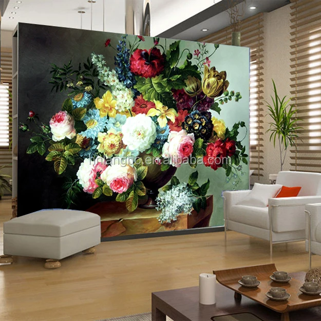 European painting wallpaper flower vase wallpaper mural wallpaper