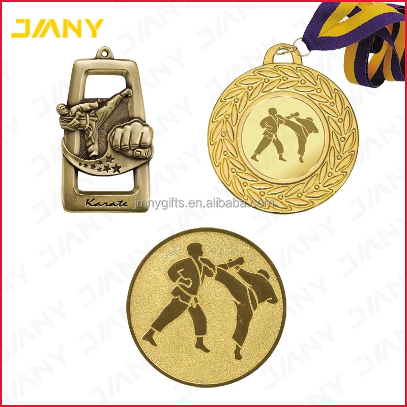 Custom Made Wholesale Gold Plated Metal Award Karate Medal