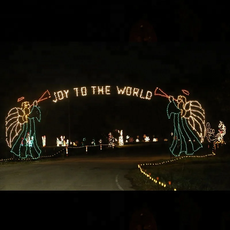 Outdoor LED golden arch lighted sculptures Christmas lighted arches for winter festival displays