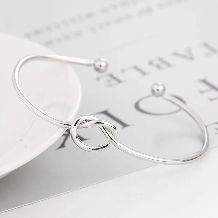 Factory Price Fashion Simple Adjustable Twist Silver Gold Wire Knot Open Cuff  Bangles knot bracelet for Women Men Jewelry Gifts