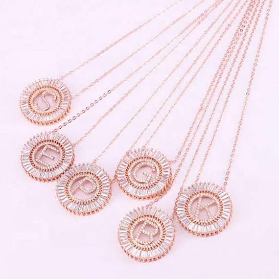 Multi Colors Micro Pave CZ Charm Letter Charms Necklace Initials Jewelry Necklaces