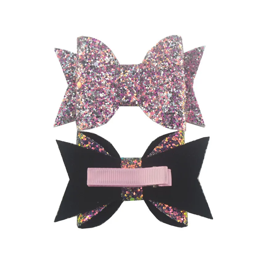 
9*5.5cm glitter sequin colorful bow with clip hot sale girl and cute child hair fashion accessories 