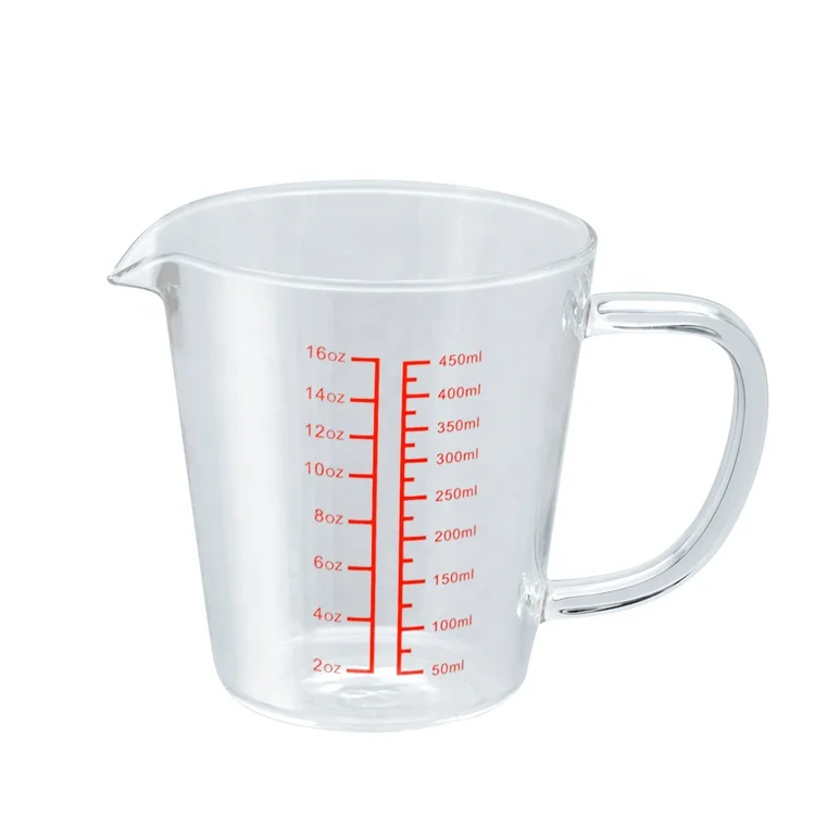 
Free Sample Custom Logo 50ml/200ml/300ml/600ml Borosilicate Measuring Glass Cup 