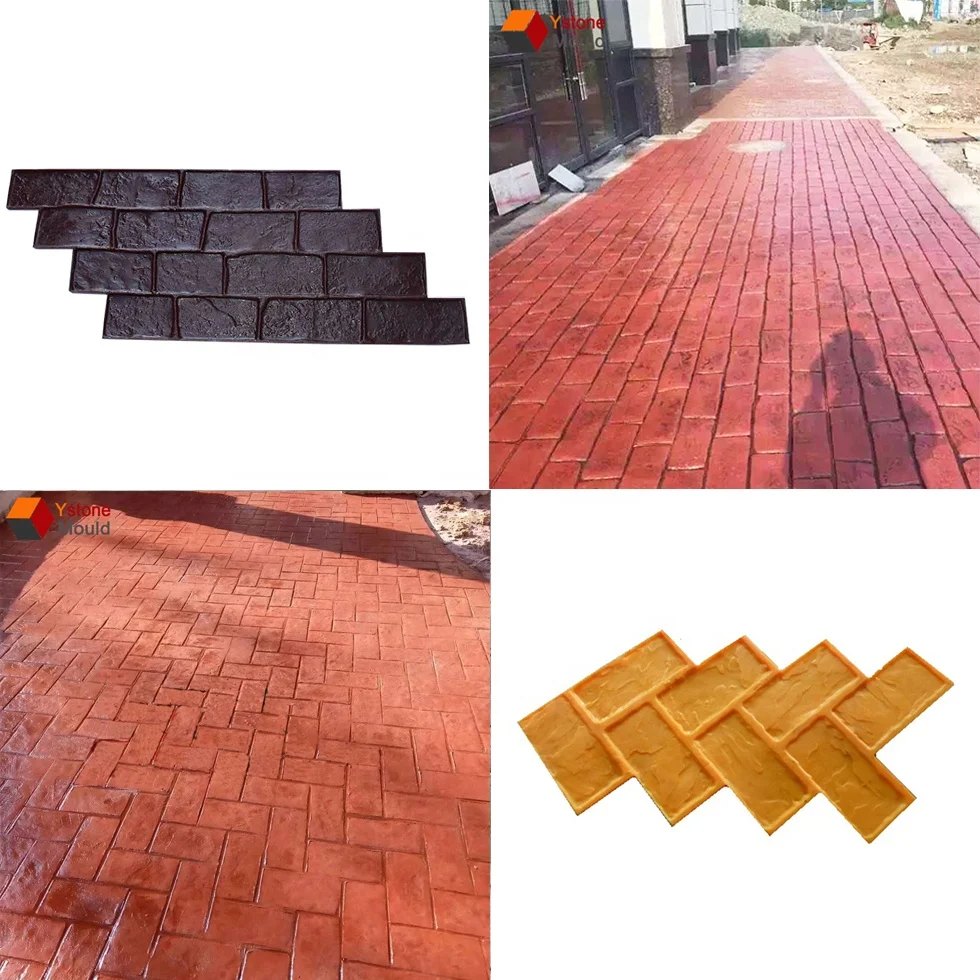 Flexible rubber concrete stamp mats mould for pavement