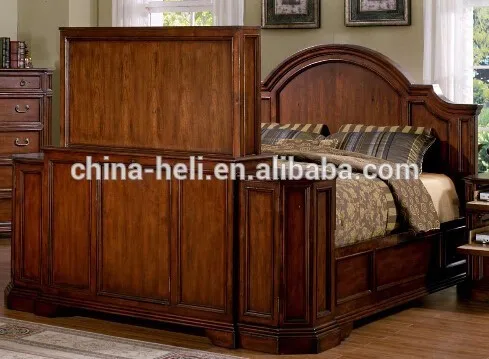 твердой древесины кровать с телевизором в подножки