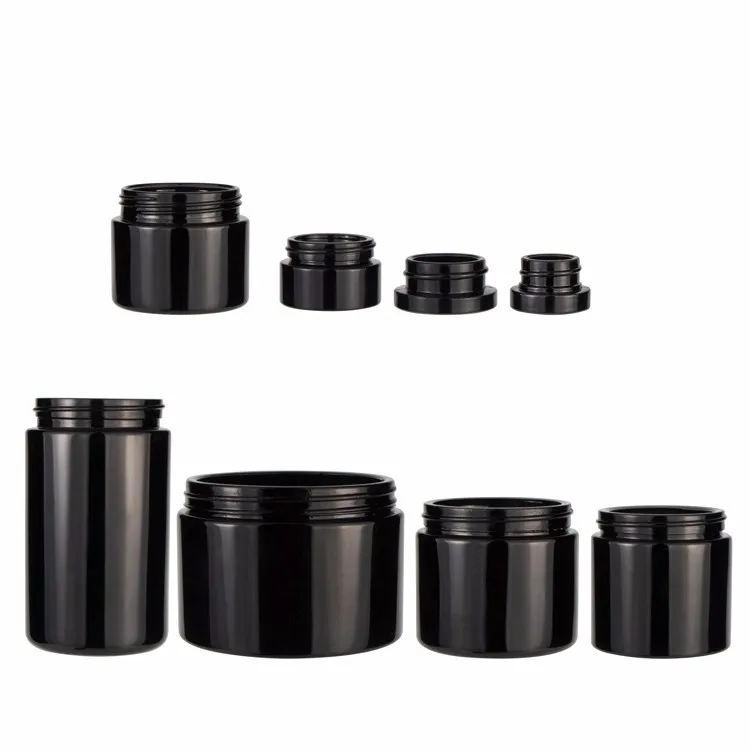 Manufacturer 1oz 2oz 3oz 4oz 6 oz black glass container storage jar with lid
