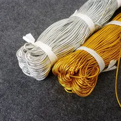 1mm Gold silver round rubber cord rope elastic cord String gold thread wedding Invitation Tag string 100Meter/Roll