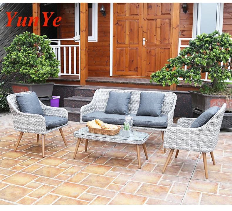 
High quality outdoor rattan furniture wicker sofa set table chair bistro lawn conversation set for pool side balcony party relax 