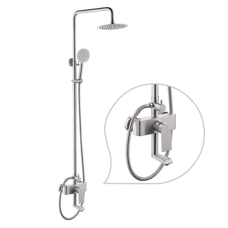 Wall Mounted Rain Shower and Massage Jet Head Hardware Sets in Bathroom Contemporary Stainless Steel Metered Faucets ODM & OEM
