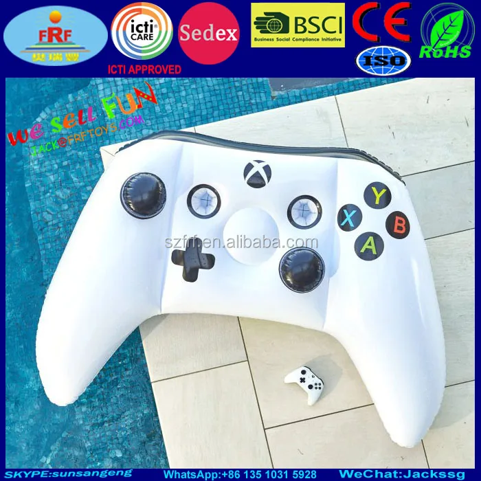 Summer Pool Swim Fun PVC Inflatable Game Controller Pool Float Raft with Drink Holder