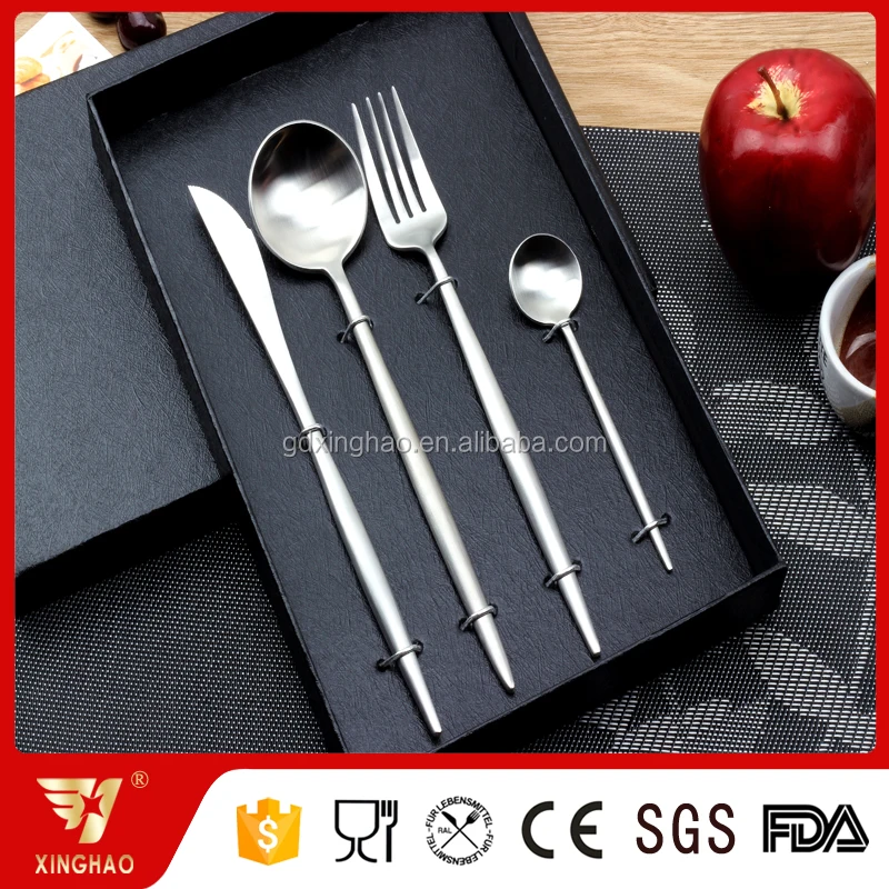 High Quality Matte Silver Stainless Steel Knife Spoon Fork Flatware Cutlery Set