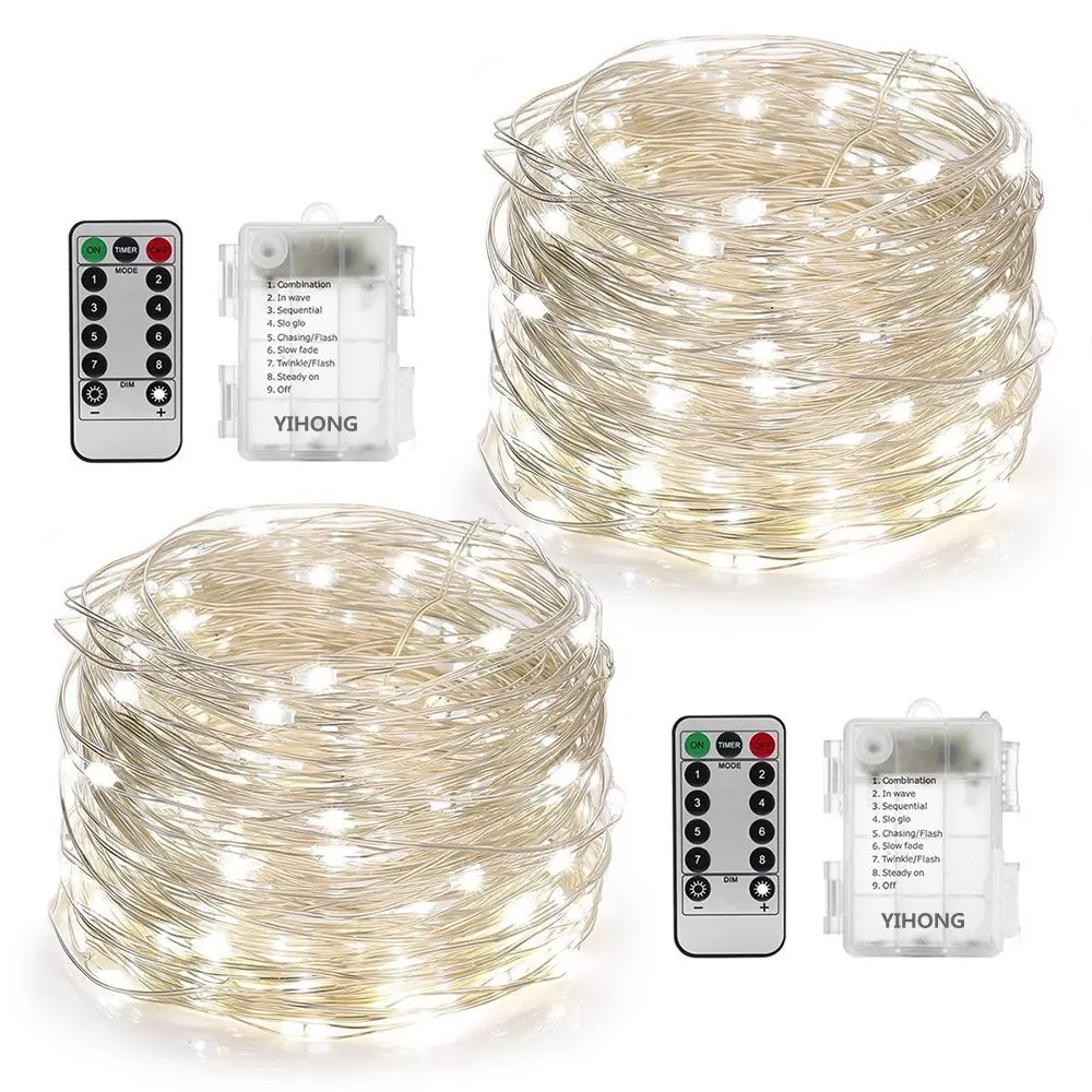 Garden/Holiday/ Decoration Mini Lights String 12v Battery Powered Silver Copper Wire LED String Light