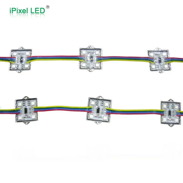 Multi color smart metal case pixel rgb led Square Module ws2801- 4LEDs