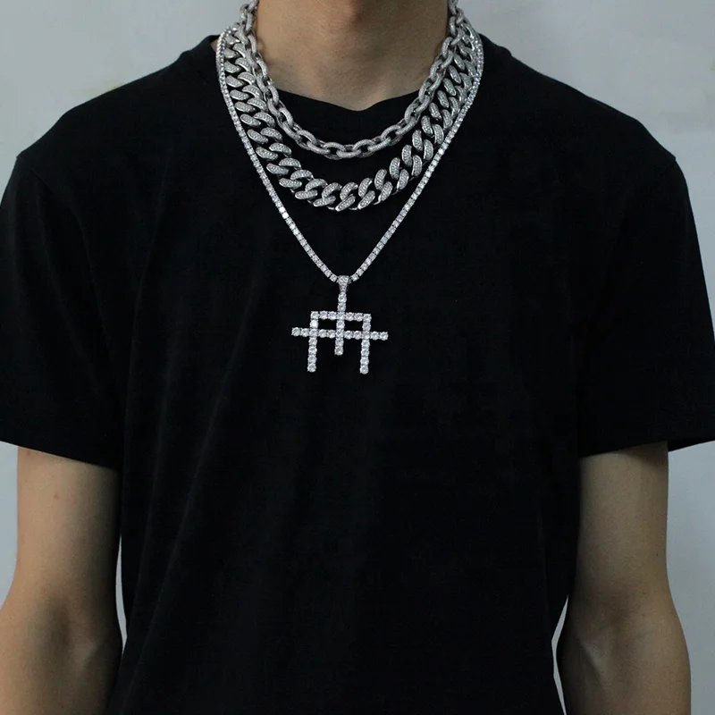 
Misterjewelry gold color inverted sterling silver rhinestone cross pendant 