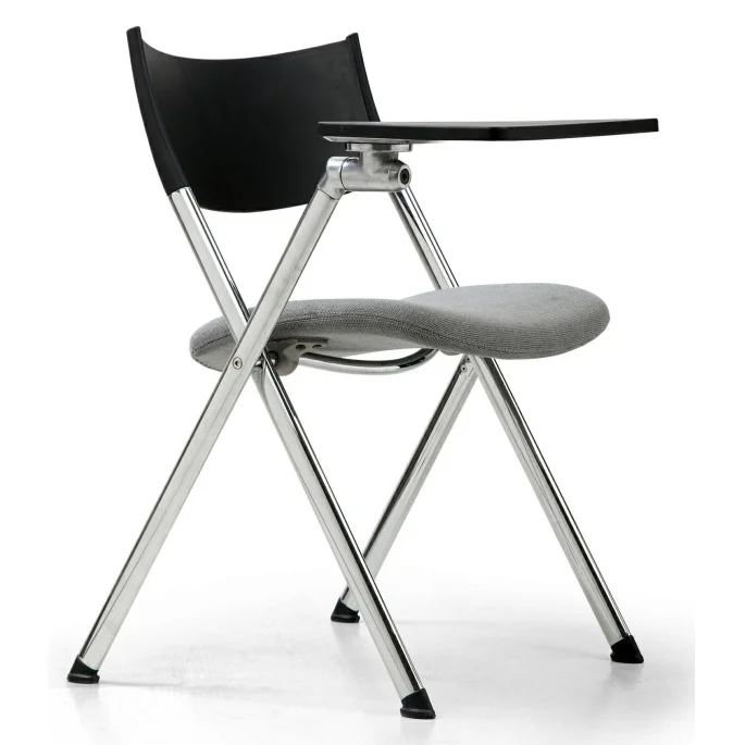 new black plastic back foldable training room office chair with writing pad desk chair