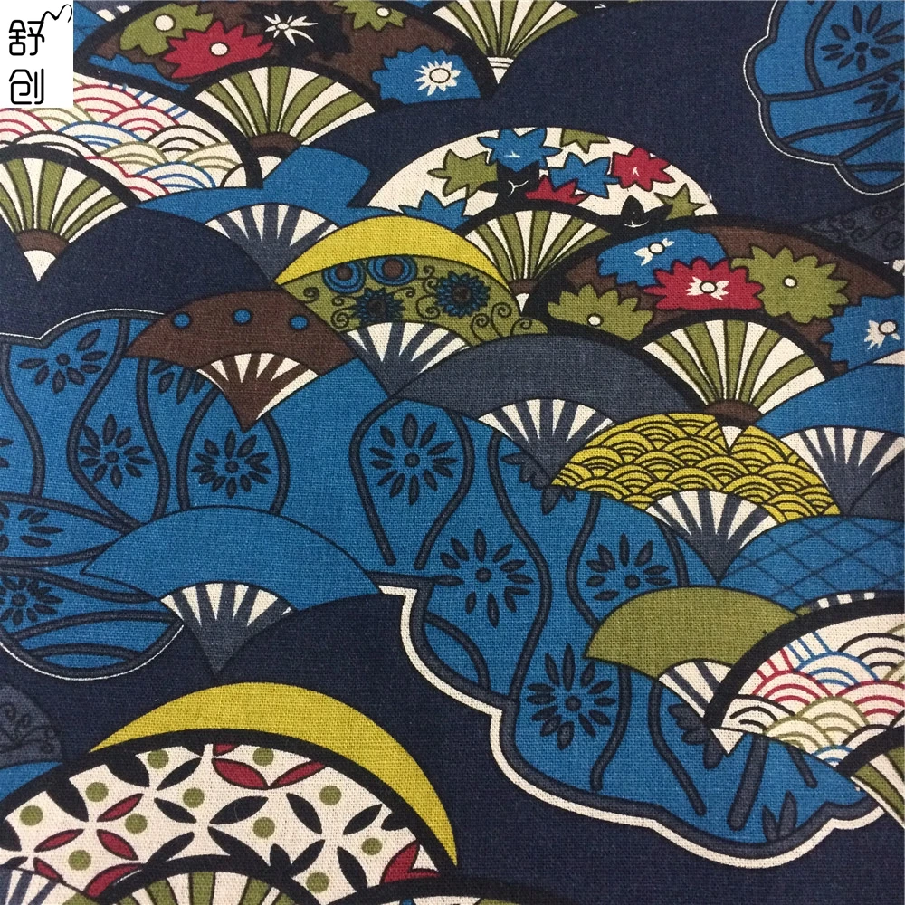 
Fan pattern japanese printed cotton fabric 