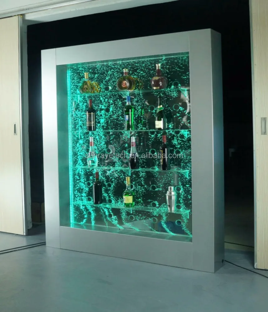
Floor-Standing LED water bubble feature cabinet with displayer shelves for KTV restaurant Bar Club home furniture 