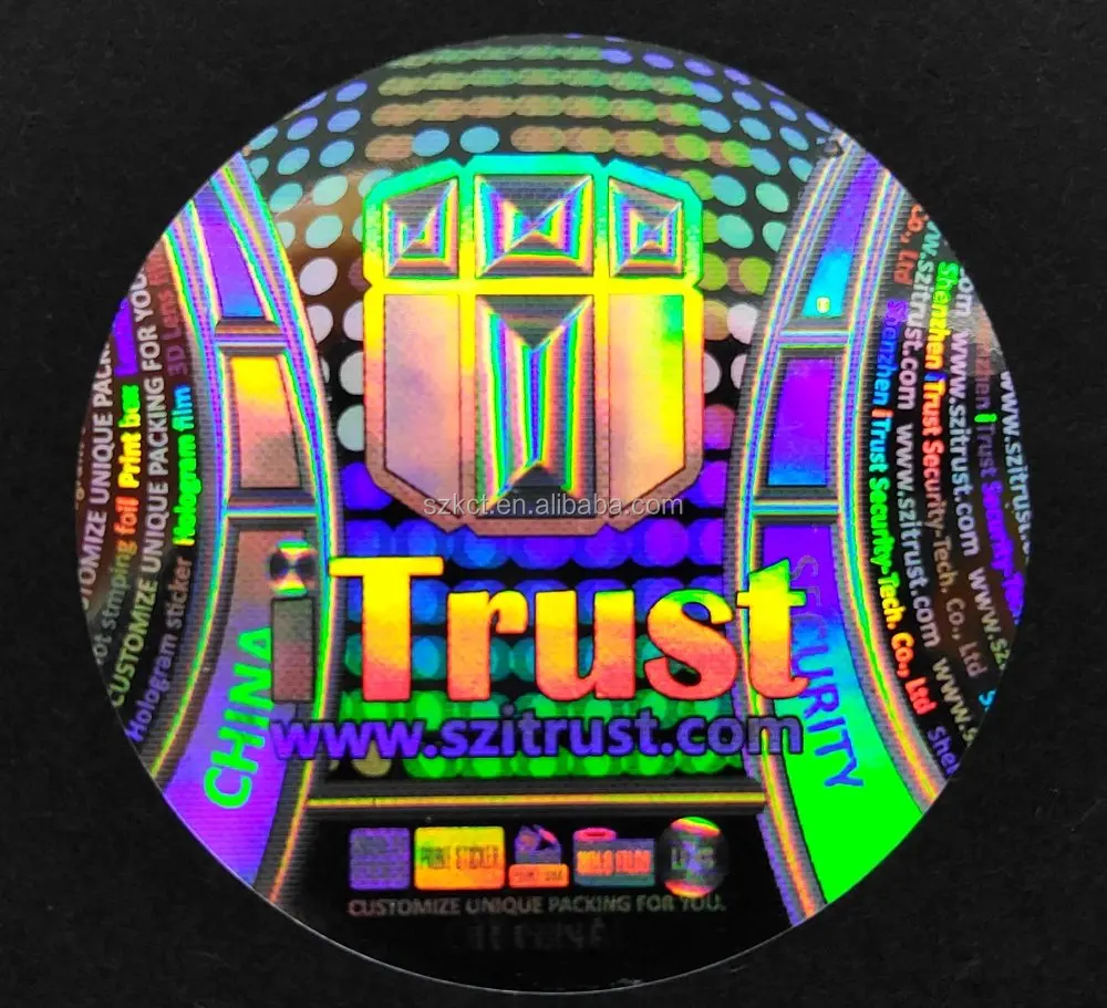 Anti-Counterfeit,Durable,Holographic Feature and PET, Material 3d security custom hologram stickers