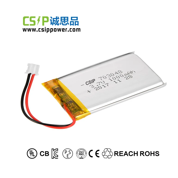 Shenzhen CSIP 703048 3.7V 1000mAh rechargeable battery and lithium polymer batteries from factory