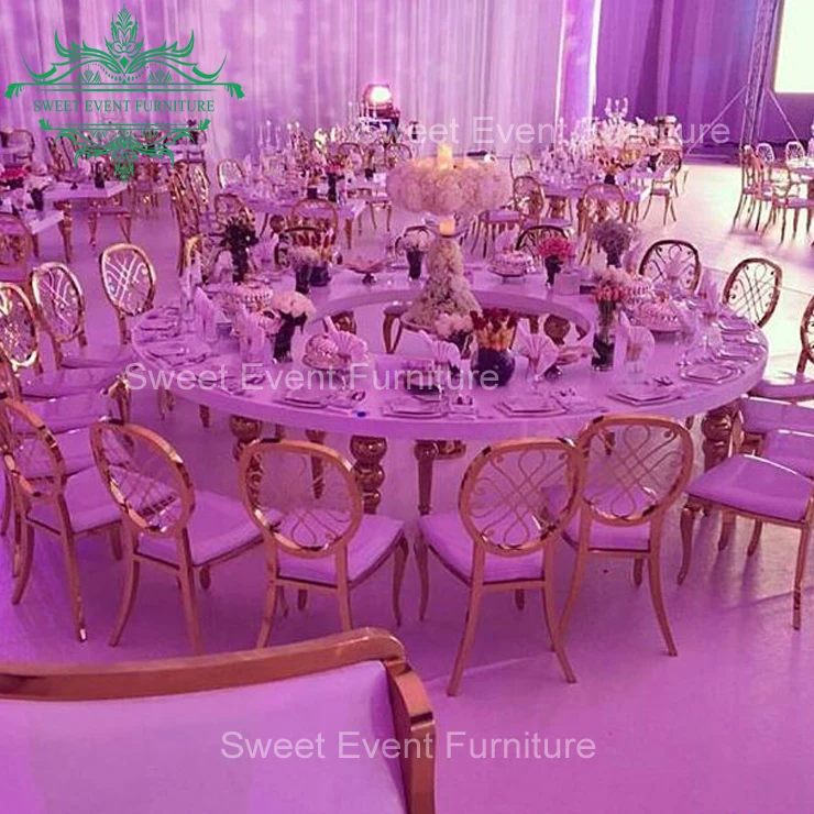 Royal high back  pu seat  gold metal stainless steel luxury chairs for event