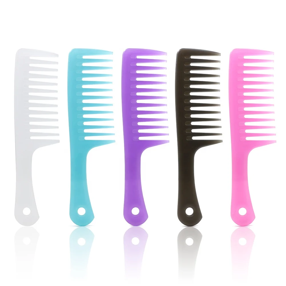 Large Tooth Detangle Comb Unbreakable Shampoo Salon Color Plastic Wide Teeth Hair Comb (62180800922)