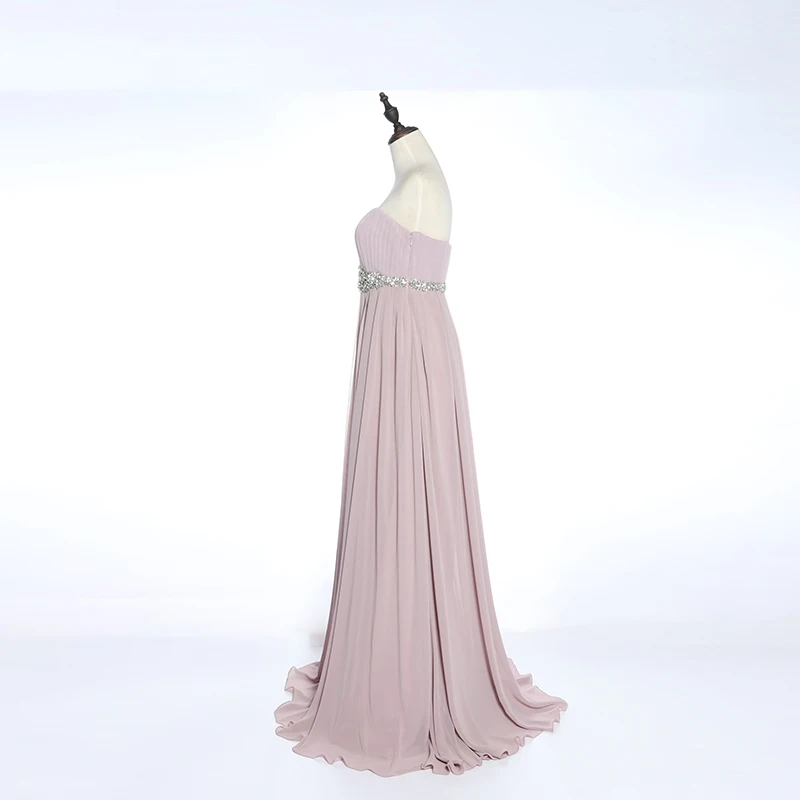 
Beaded bridesmaid party dresses chiffon off shoulder evening dress peach color 