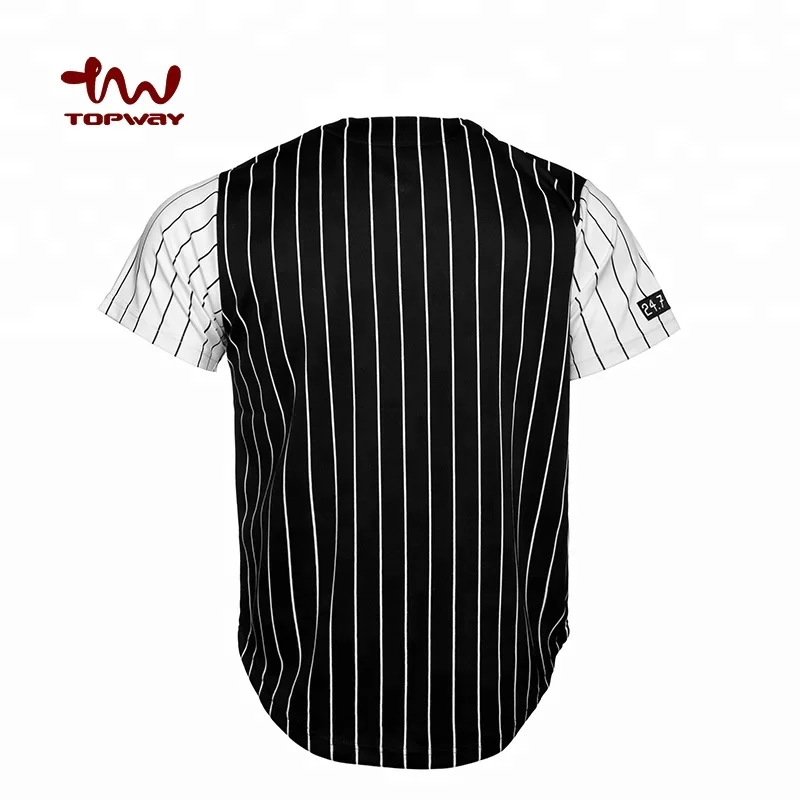 Fashion Hip-hop Round Neck Button Black Stripe T Shirt