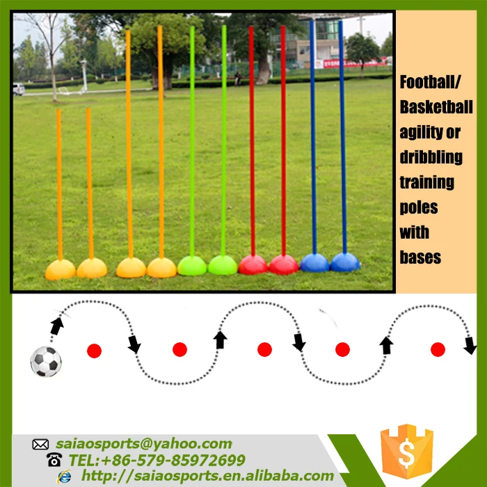 1.5m ABS soccer training slalom pole with dome base, indoor slalom set