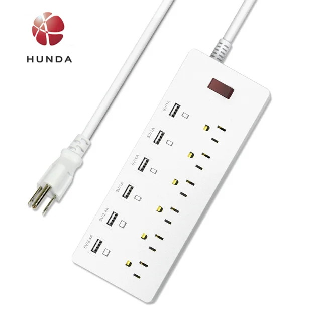 6 точек 6 Быстрое Смарт USB с двумя зарядными usb-портами вилка сетевой фильтр с Heavy Duty Удлинительный шнур длиной 1625W/13A