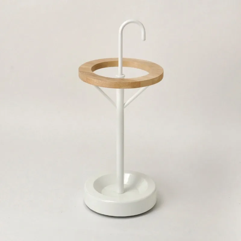 Белый двойной круглый деревянный держатель для зонта