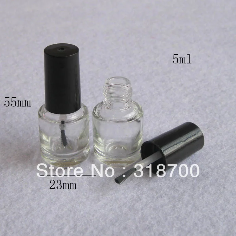 200pcs lot 5ml Empty Nail polish Bottle Transparent Glass Packing Bottle with Black Brush Cap